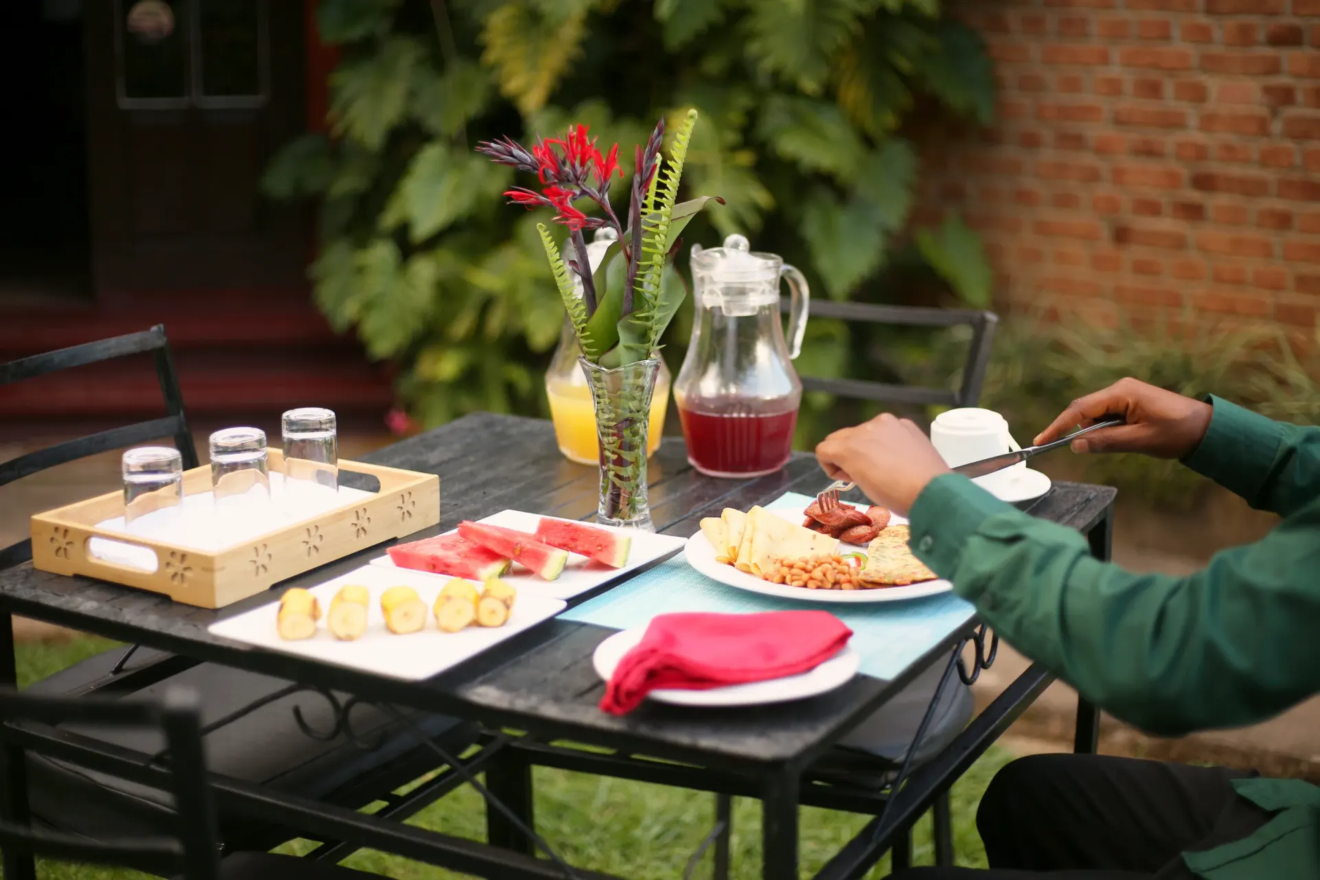 Breakfast service at Mullers — fresh plates and morning light